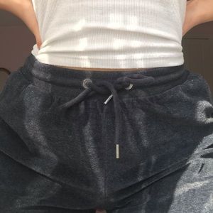 grey velvety sweatpants